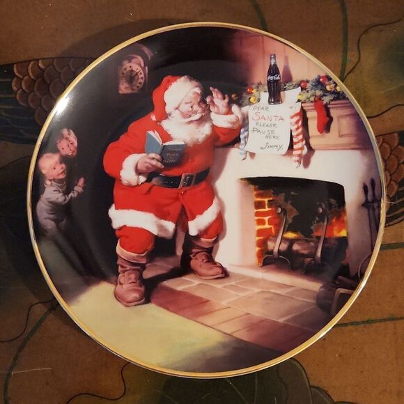 Franklin Mint Coca Cola Santa Porcelain Decorative Salad Dessert Plates Set of 4 - Picture 11 of 15